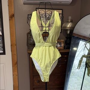 Lime Green Women's One Piece Swimsuit